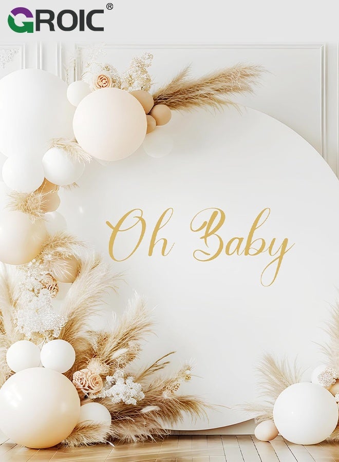 GROIC Round Backdrop Cover, 6.56FT White Wedding Arch Cover for Circle Balloon Arch Frame, Adjustable Polyester Arch Backdrop Cover for Circle Stand for Wedding Baby Shower Birthday Photoshoots Part Decor - Image 1